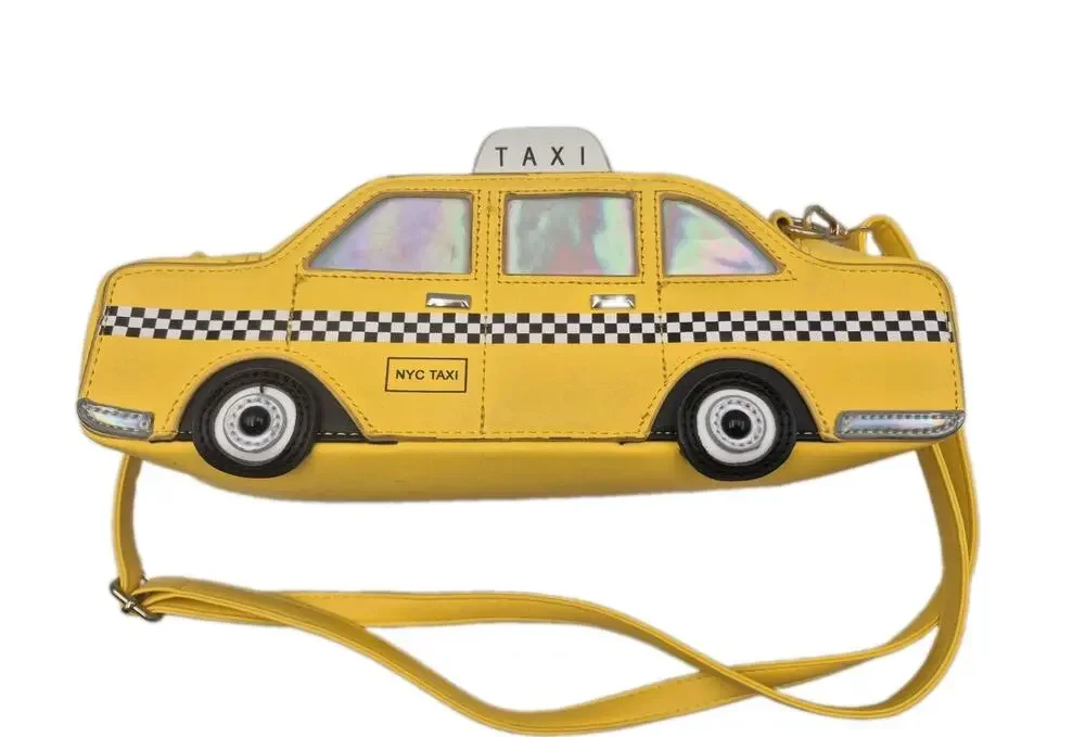 NYC Yellow Taxi Cab Shaped Crossbody Purse 12x6x4